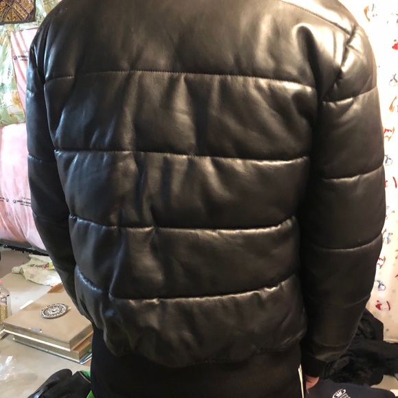 DKNY Faux Leather Bomber Jacket - Picture 4 of 8